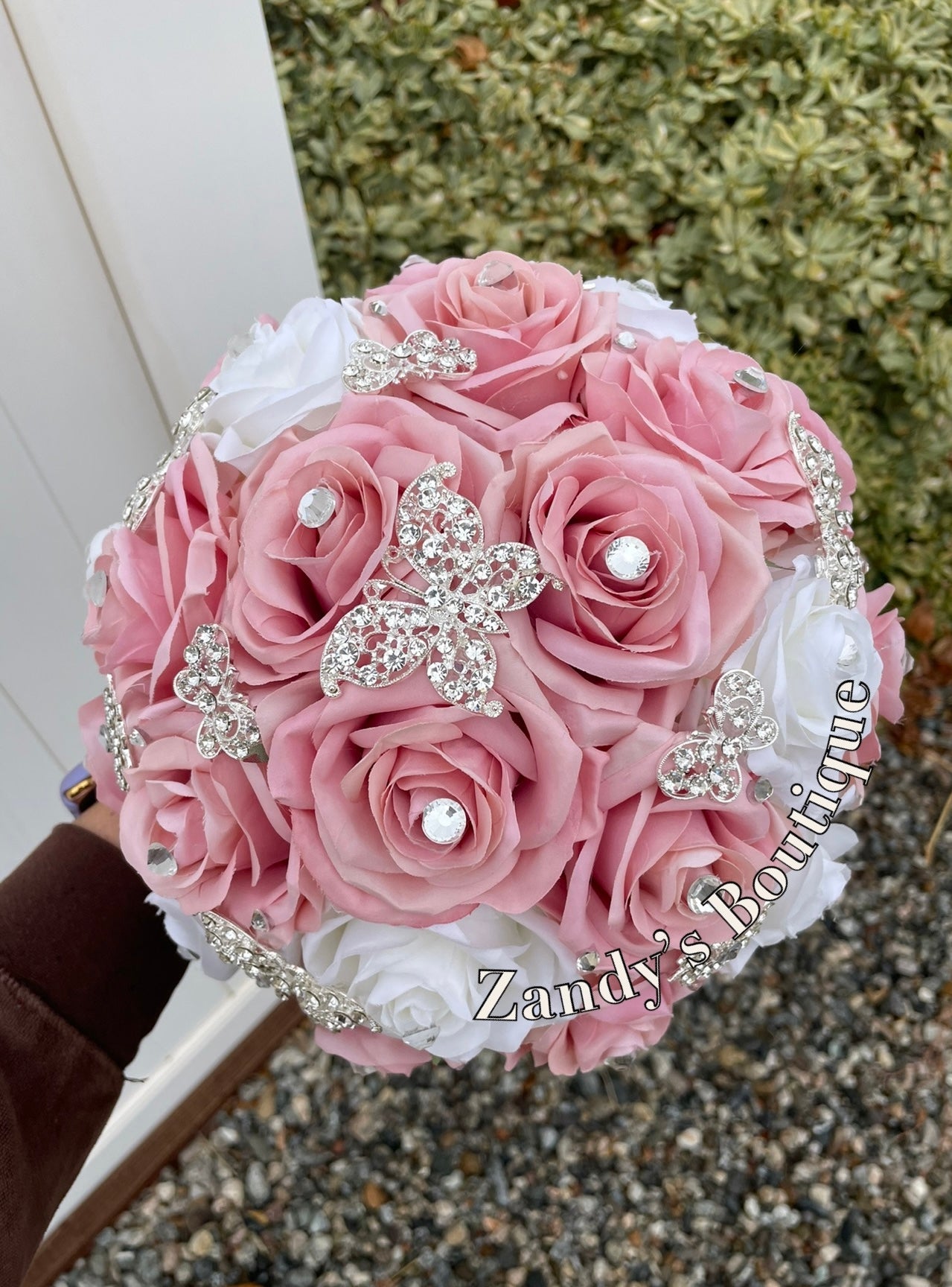 Blush and Ivory with Silver Butterfly Brooches. BLIV035 by MARINA’S CRAFT. PREORDER AVAILABLE!