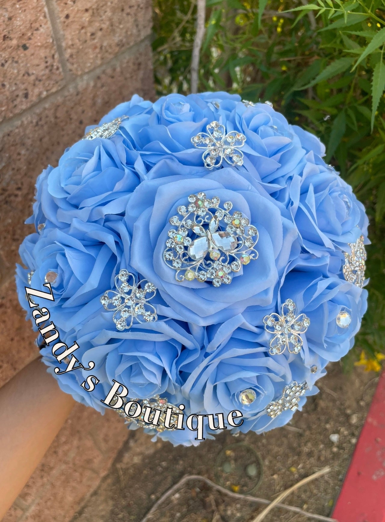 Light Blue with Silver Brooches. LB044 by MARINA’S CRAFT.