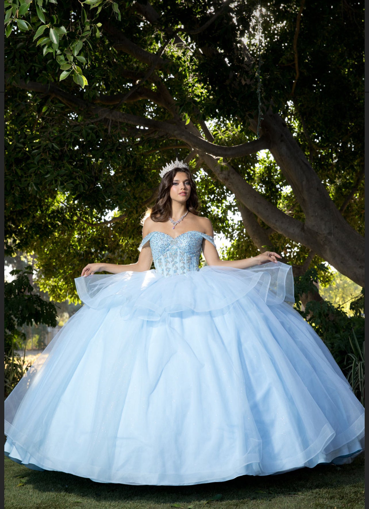 Beaded Bodice with Layered Quince Dress. PQ1063 by Bella Couture
