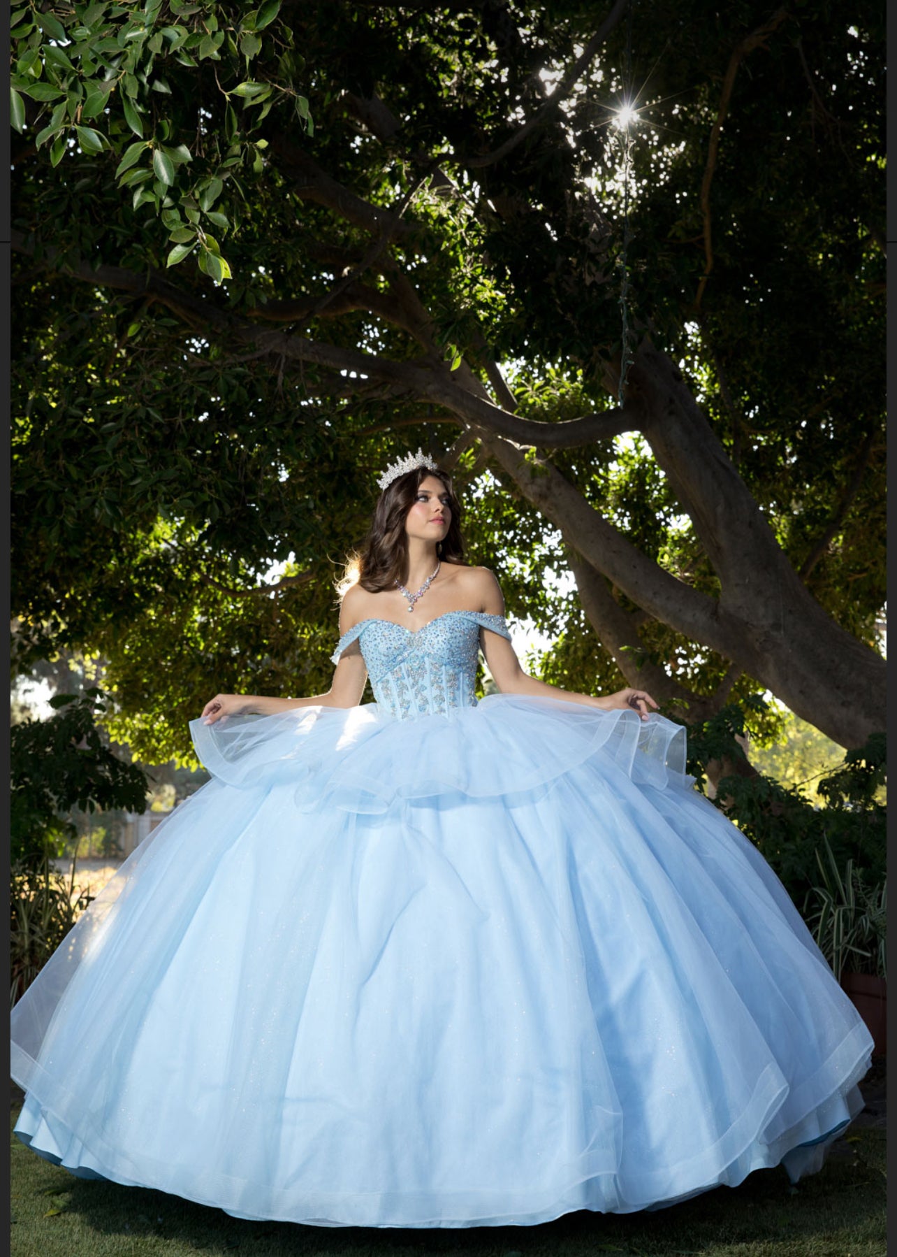 Beaded Bodice with Layered Quince Dress. PQ1063 by Bella Couture