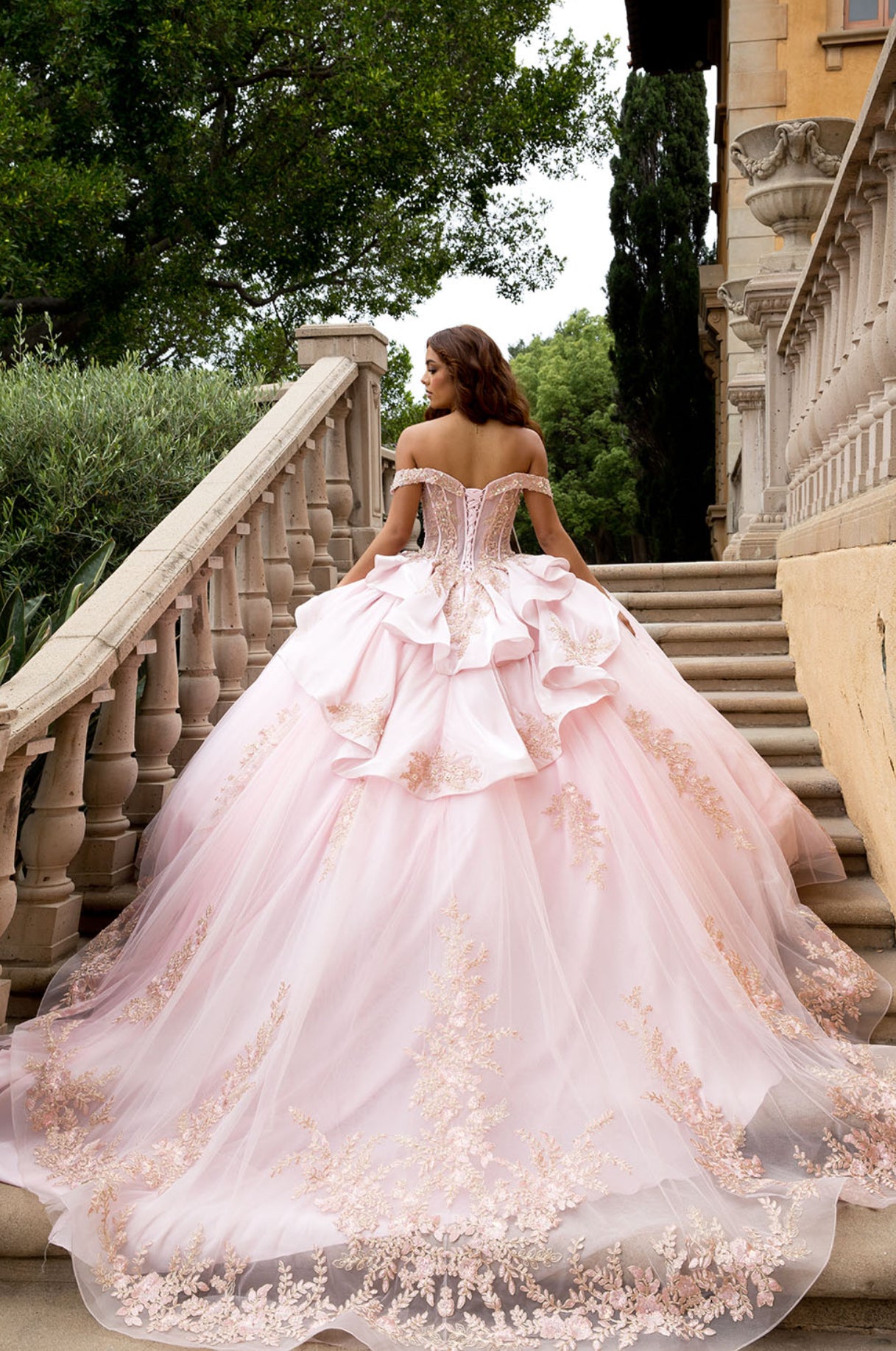Elegant Applique, Train, Quince Dress. PQ1082 BY BELLA COUTURE