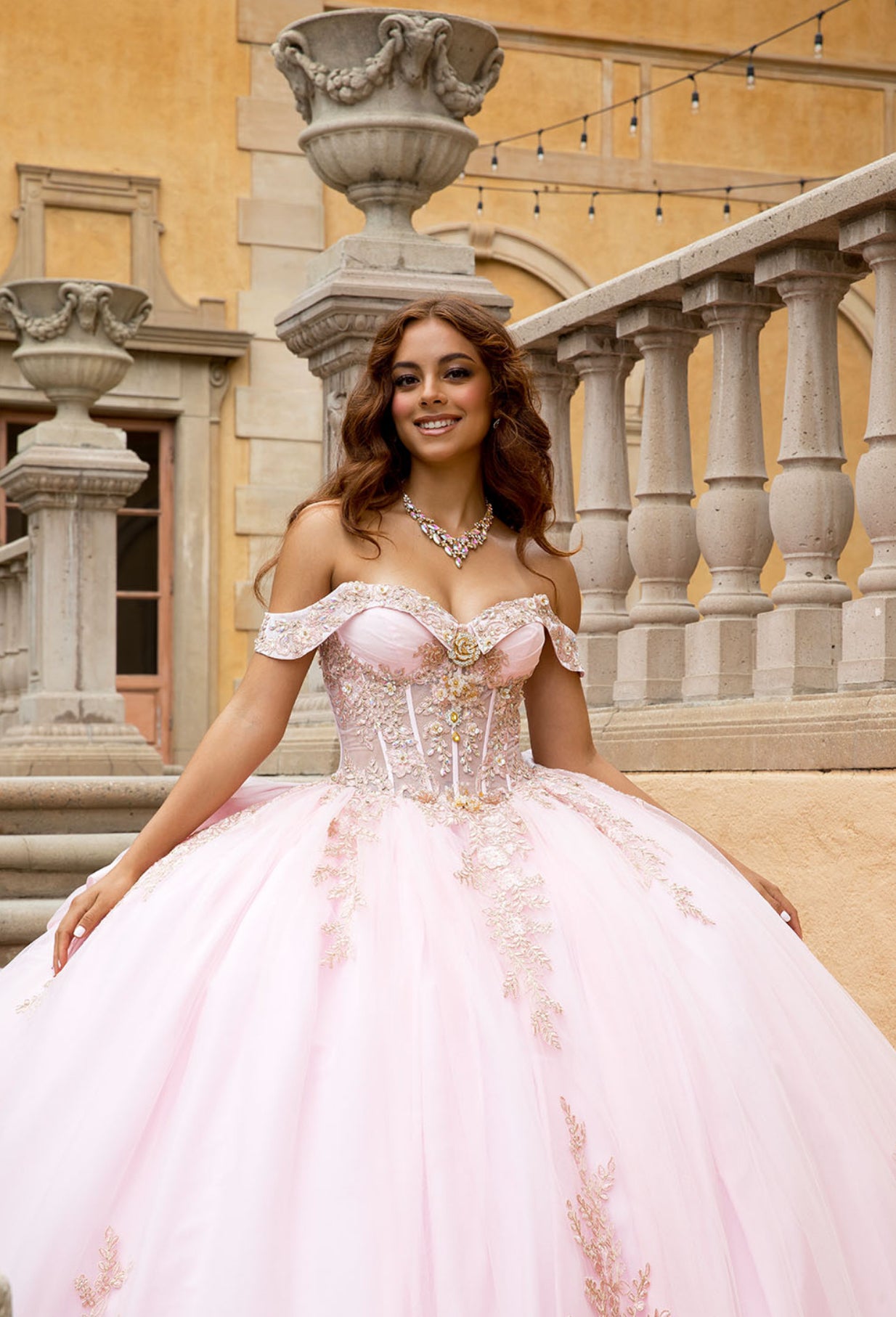 Elegant Applique, Train, Quince Dress. PQ1082 BY BELLA COUTURE