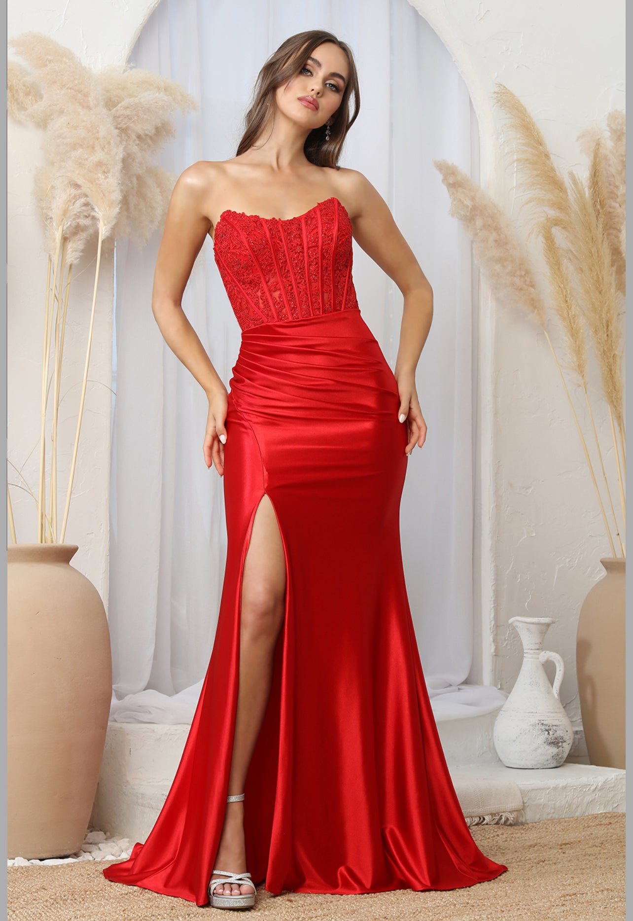 Satin mermaid strapless dress. 3235 by ADORA DESIGN