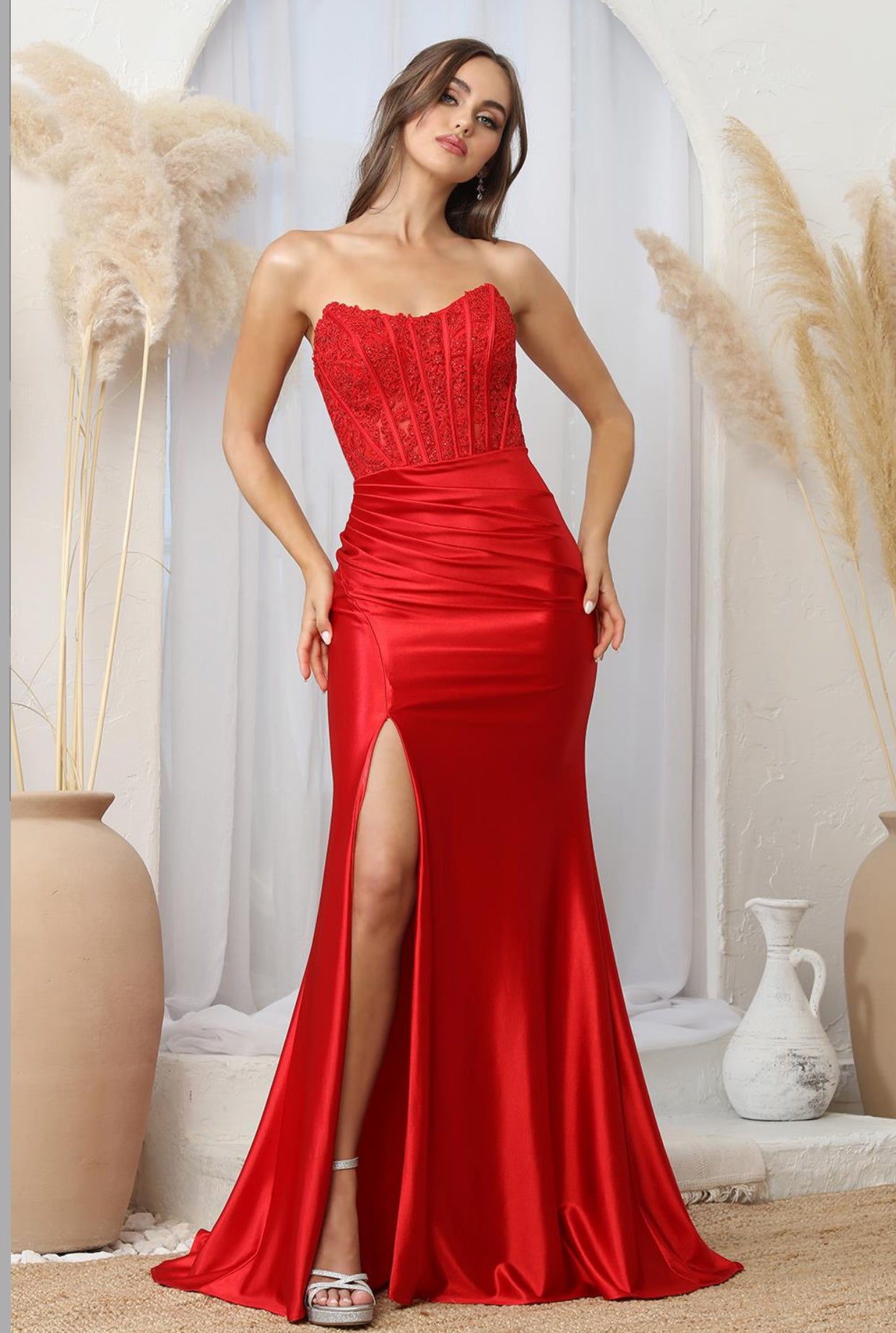 Satin mermaid strapless dress. 3235 by ADORA DESIGN