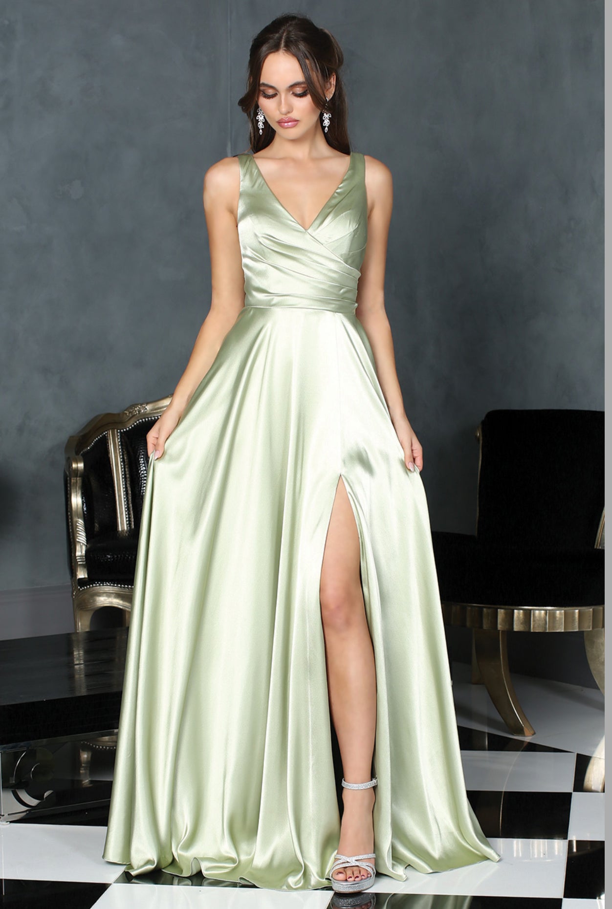 Elegant satin dress perfect for any ocassion. 3147 by ADORA DESIGN