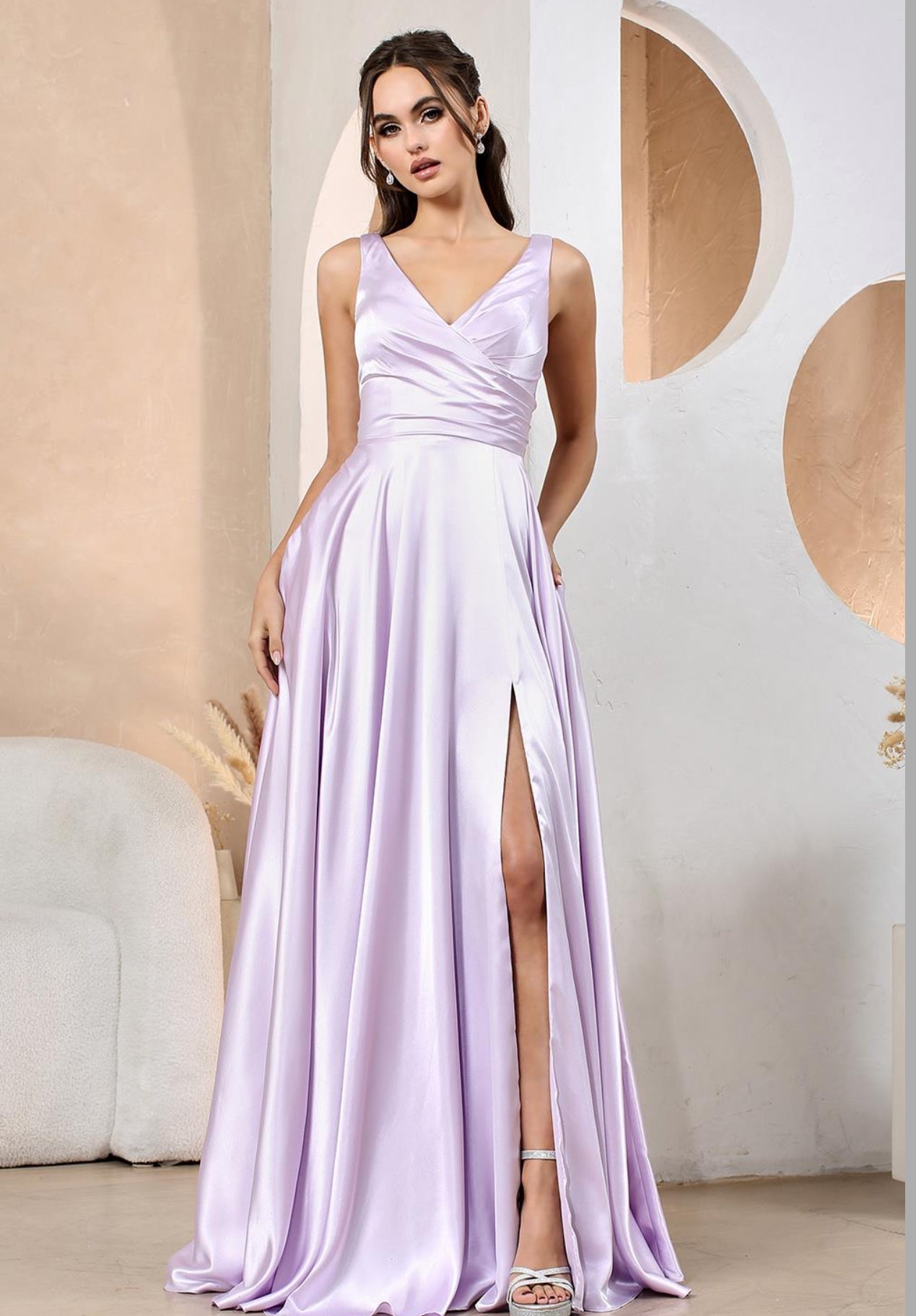 Elegant satin dress perfect for any ocassion. 3147 by ADORA DESIGN