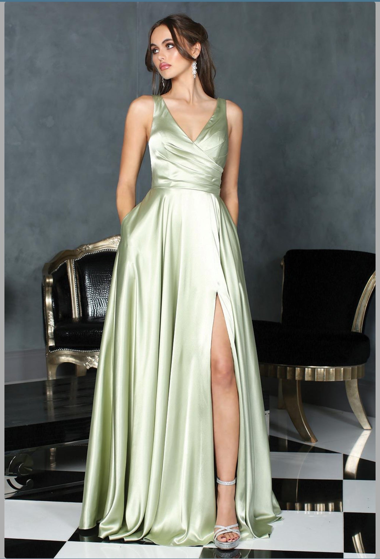 Elegant satin dress perfect for any ocassion. 3147 by ADORA DESIGN