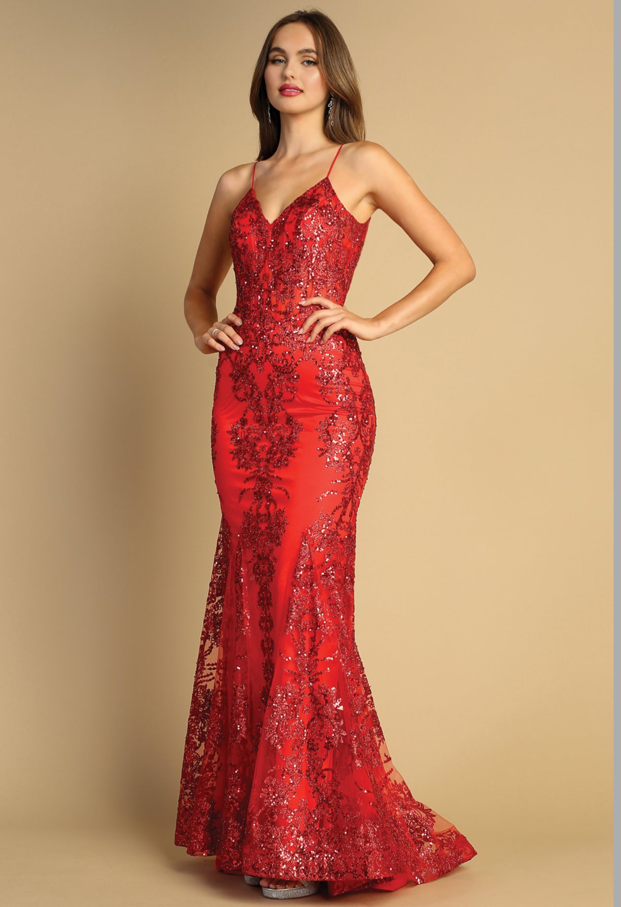 With glitter fabric and a little touch of see-through corset. 3053N by ADORA DESIGN