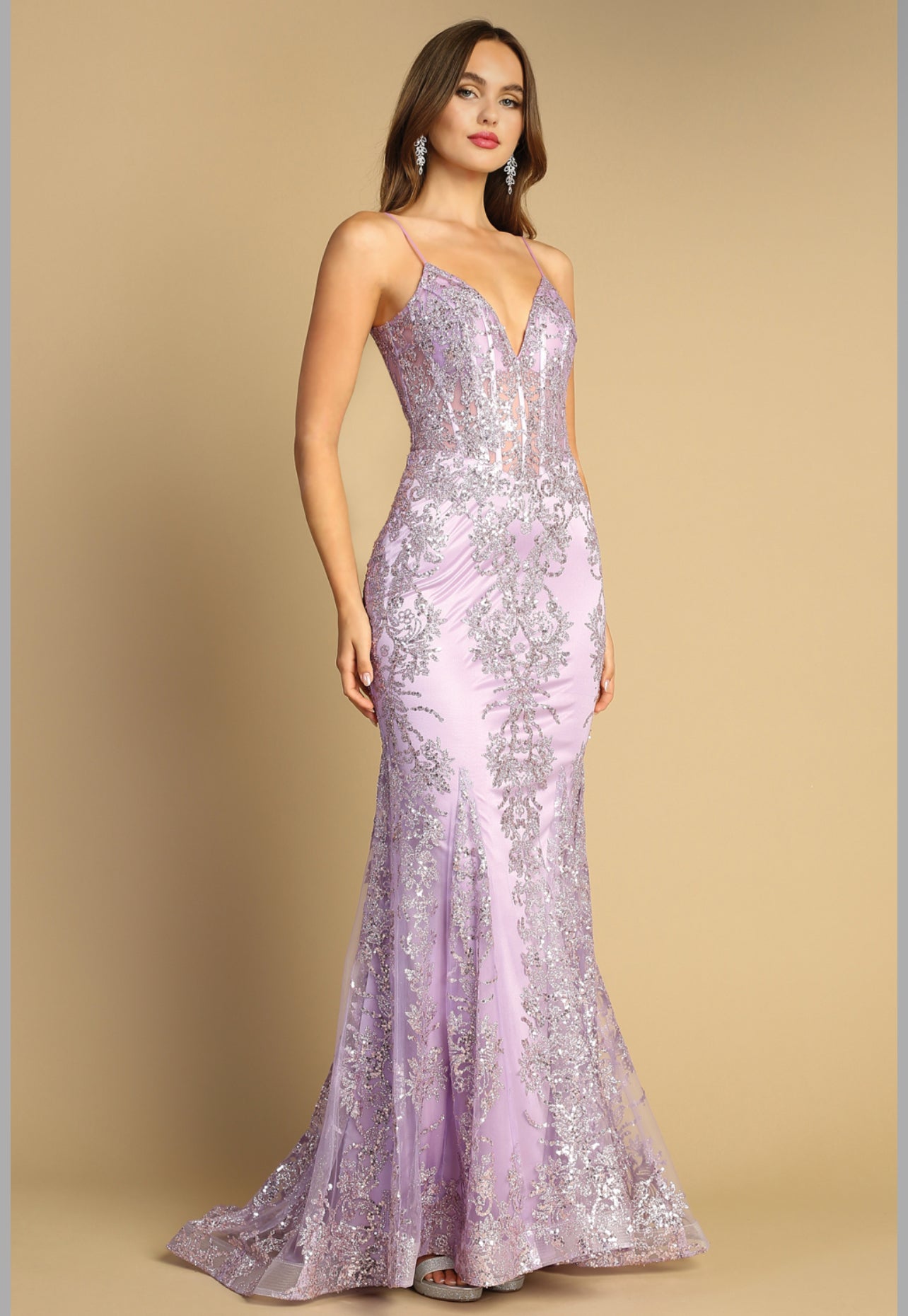 With glitter fabric and a little touch of see-through corset. 3053N by ADORA DESIGN