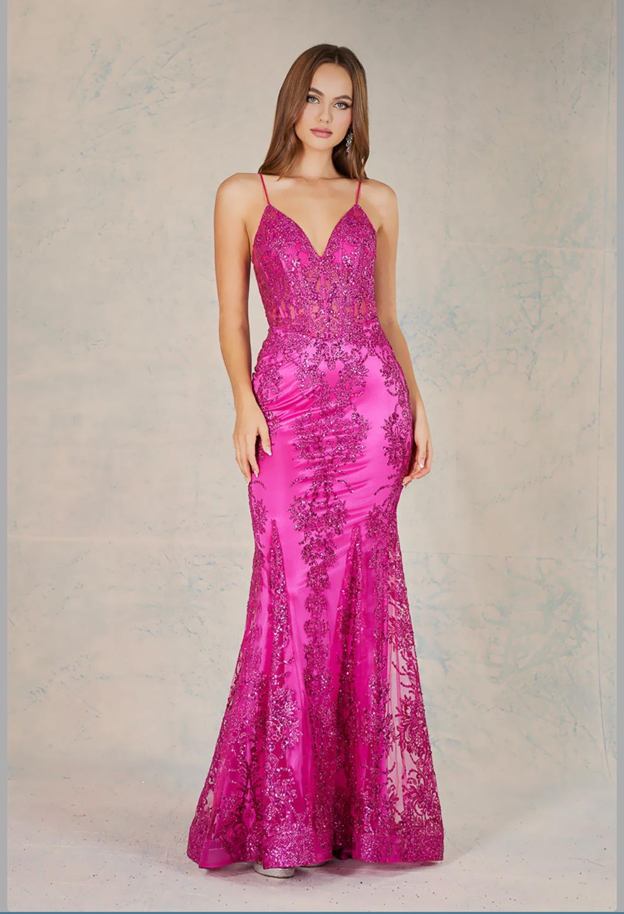 With glitter fabric and a little touch of see-through corset. 3053N by ADORA DESIGN