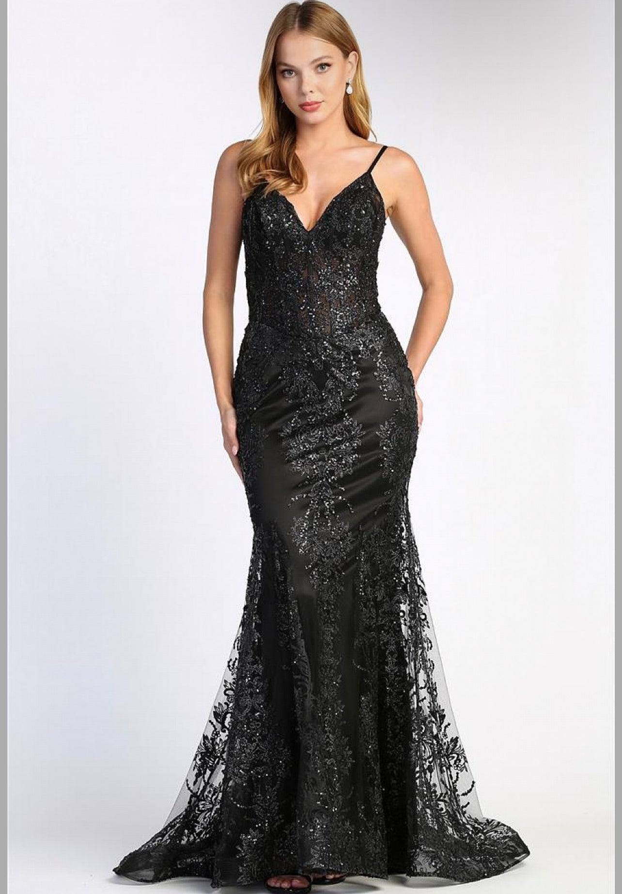 With glitter fabric and a little touch of see-through corset. 3053N by ADORA DESIGN