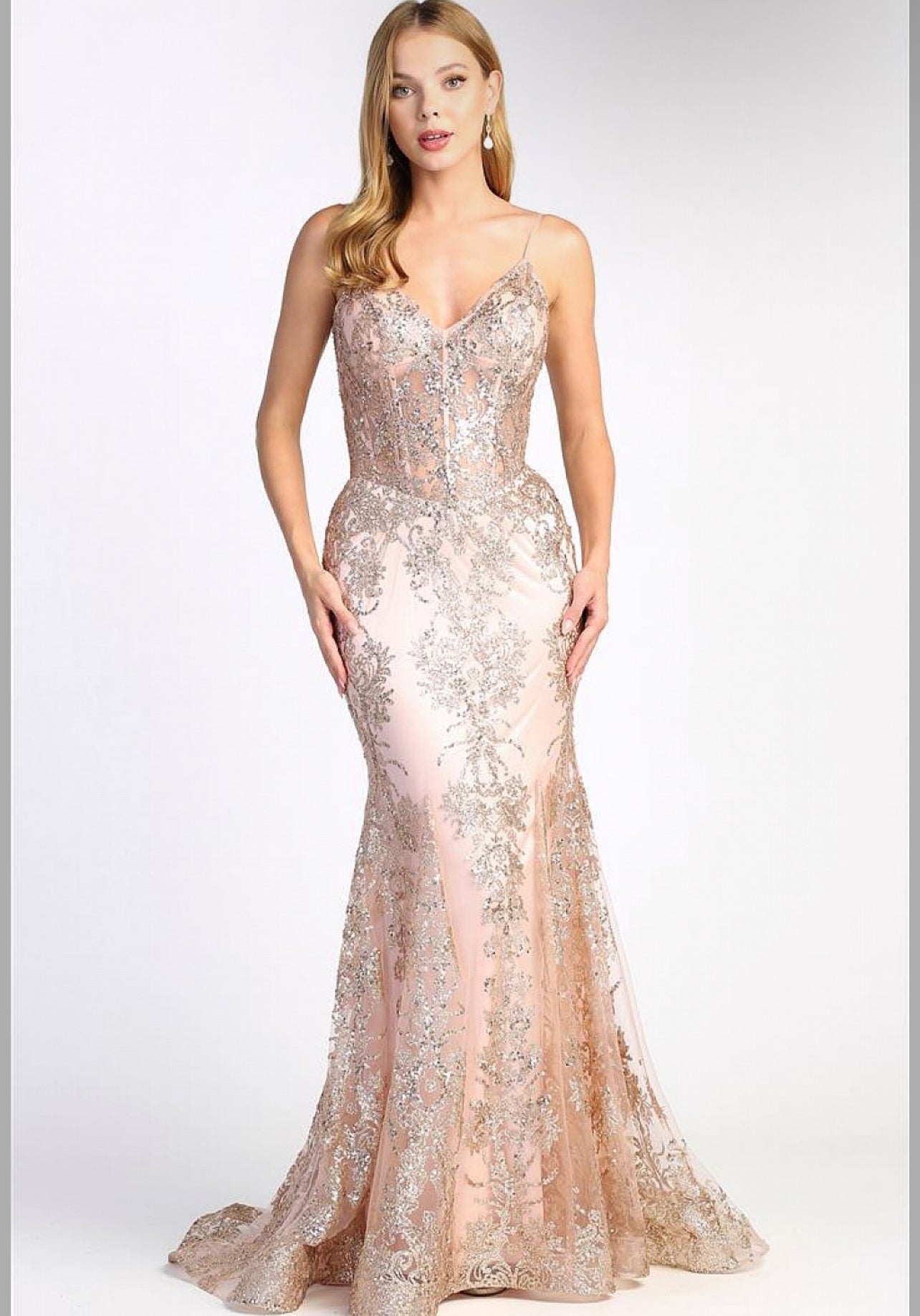 With glitter fabric and a little touch of see-through corset. 3053N by ADORA DESIGN