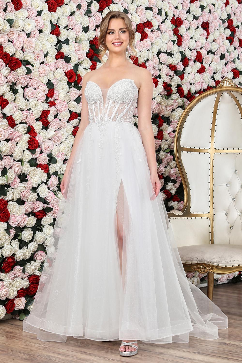 BEAUTIFUL DRESS IDEAL FOR YOUR WEDDING WITH FINISHES IN JEWELRY AND GEMS 3262-01 BY ADORA DESING