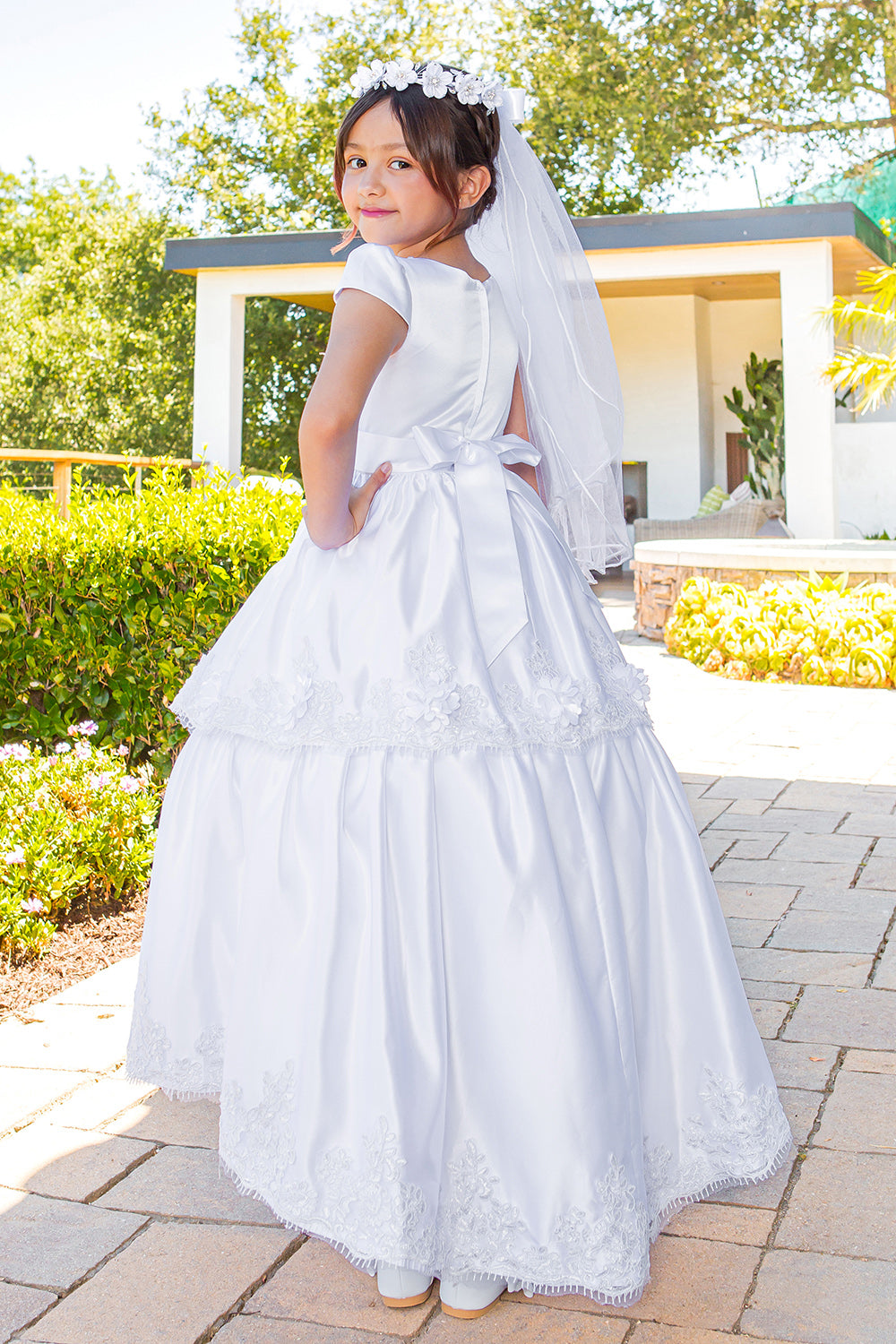 Dress Elegant illusion top satin 2910 by Cinderella Couture