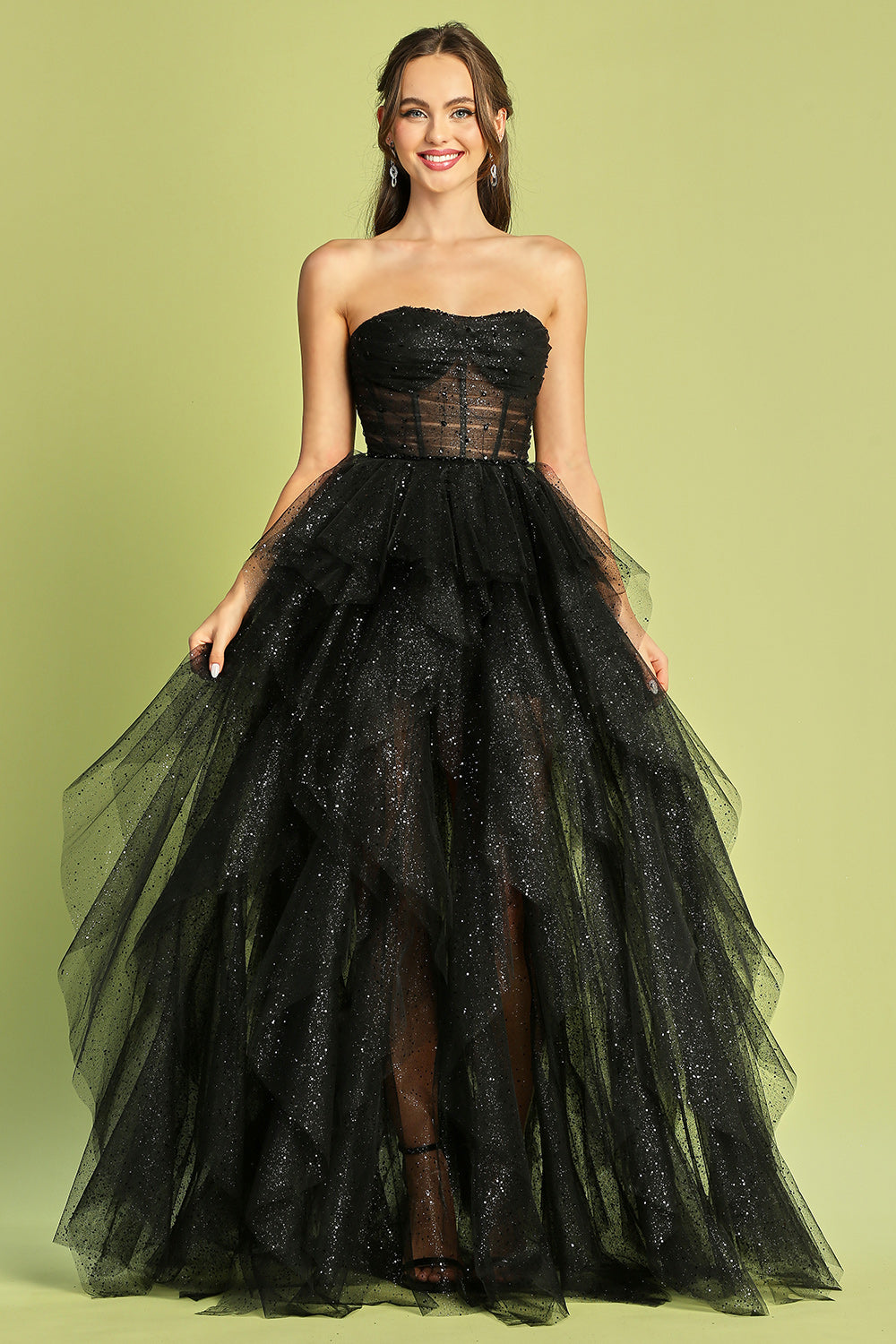 This dress combines elegance and sparkle for a standout look. 3210 BY ADORA DESIGN