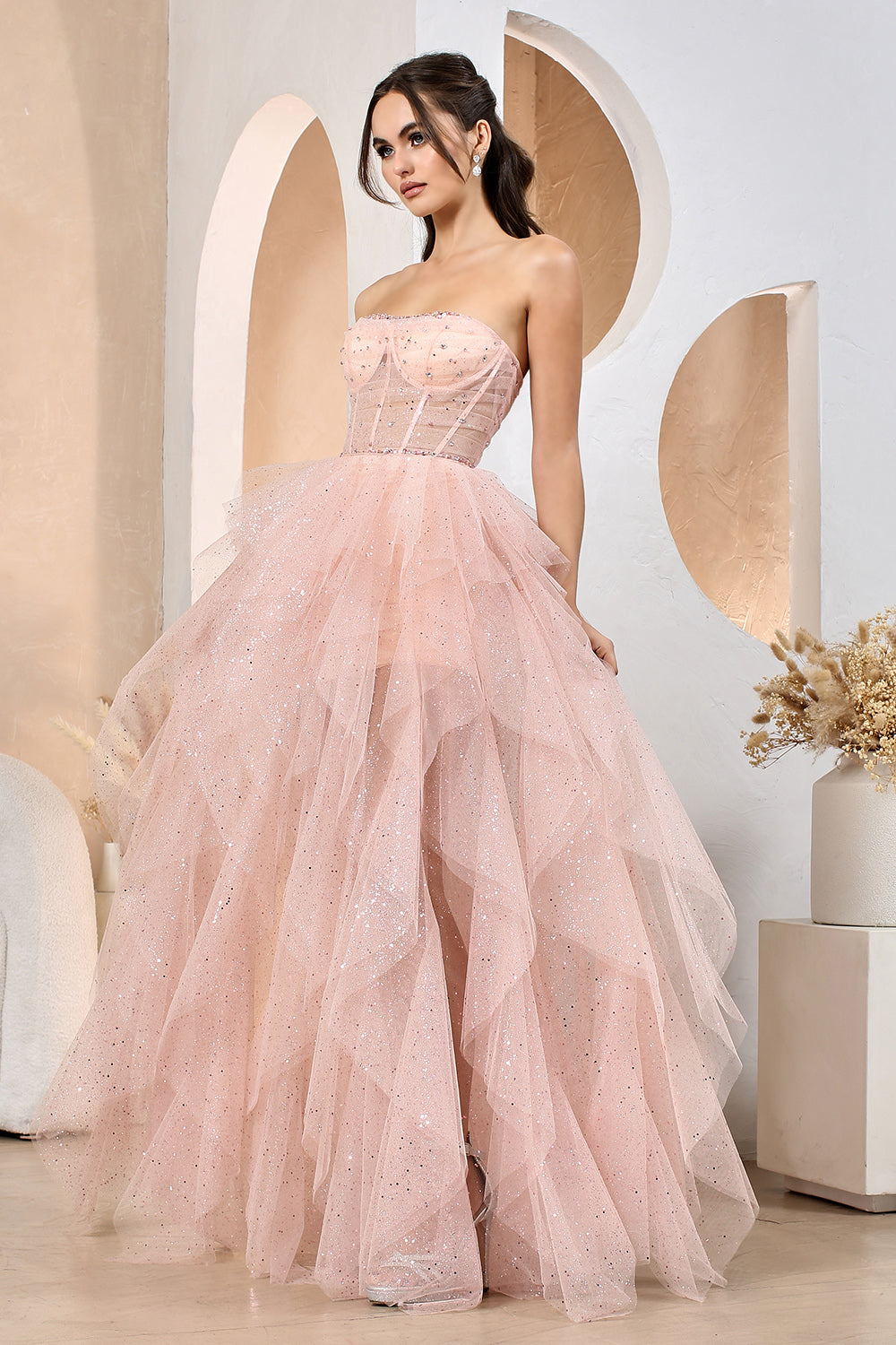 This dress combines elegance and sparkle for a standout look. 3210 BY ADORA DESIGN
