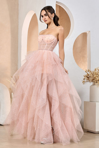This dress combines elegance and sparkle for a standout look. 3210 BY ADORA DESIGN