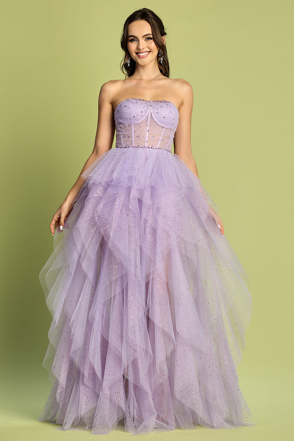This dress combines elegance and sparkle for a standout look. 3210 BY ADORA DESIGN