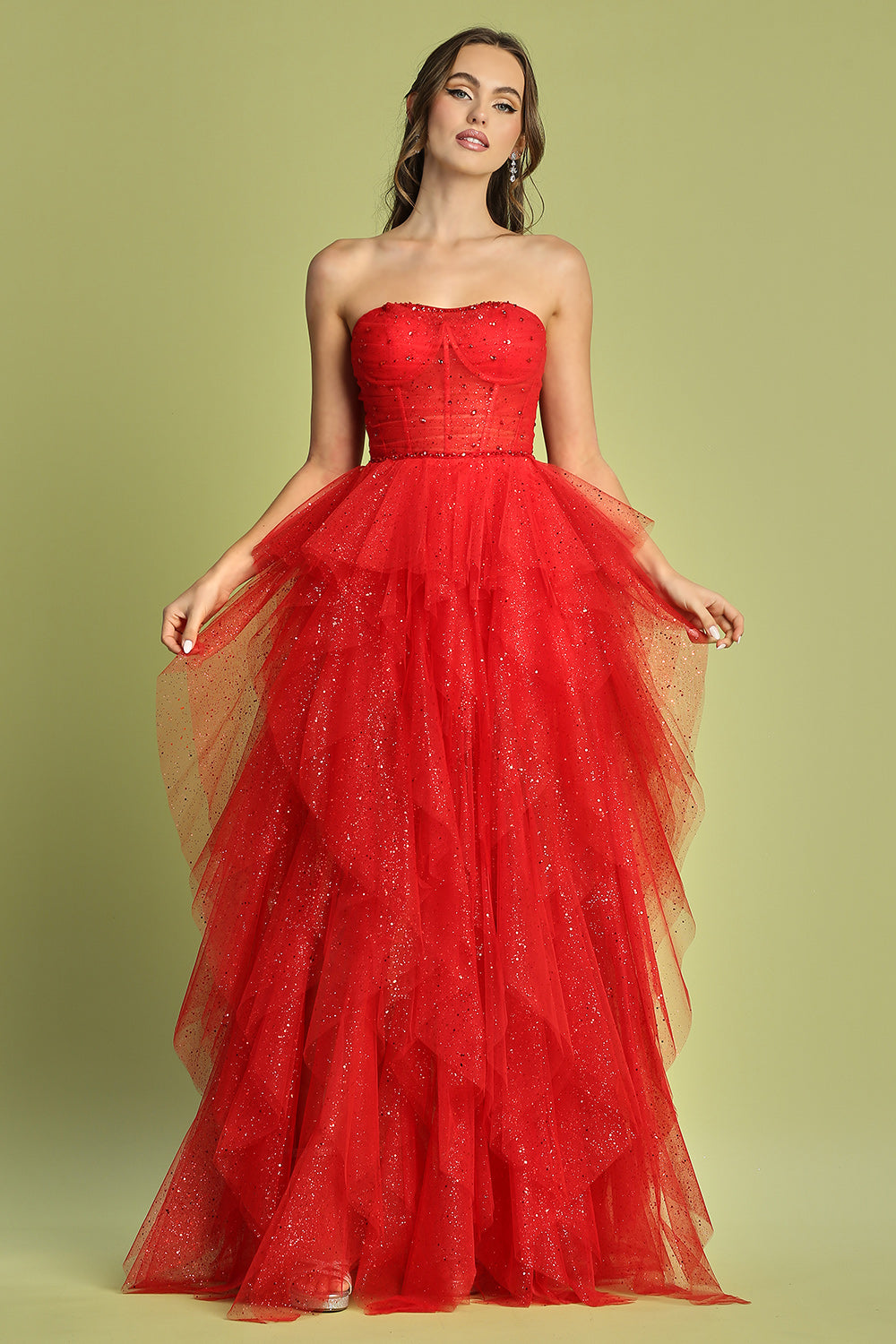 This dress combines elegance and sparkle for a standout look. 3210 BY ADORA DESIGN