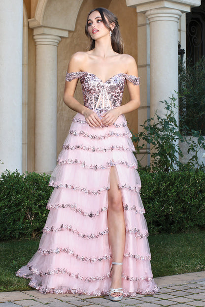 This dress perfect for prom or any glamorous event where you want to feel confident, radiant, and unforgettable. 3213 BY ADORA DESIGN