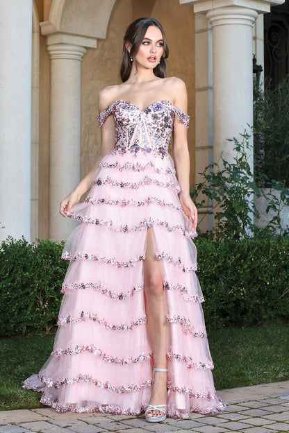 This dress perfect for prom or any glamorous event where you want to feel confident, radiant, and unforgettable. 3213 BY ADORA DESIGN