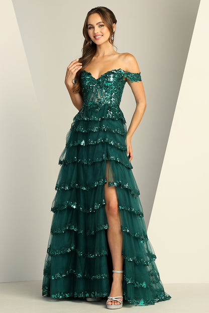This dress perfect for prom or any glamorous event where you want to feel confident, radiant, and unforgettable. 3213 BY ADORA DESIGN