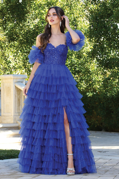 This dress combines elegance and drama, making it ideal for prom or any formal occasion. 3215 BY ADORA DESIGN