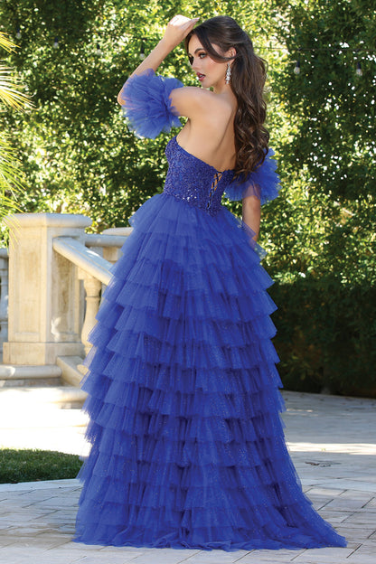This dress combines elegance and drama, making it ideal for prom or any formal occasion. 3215 BY ADORA DESIGN