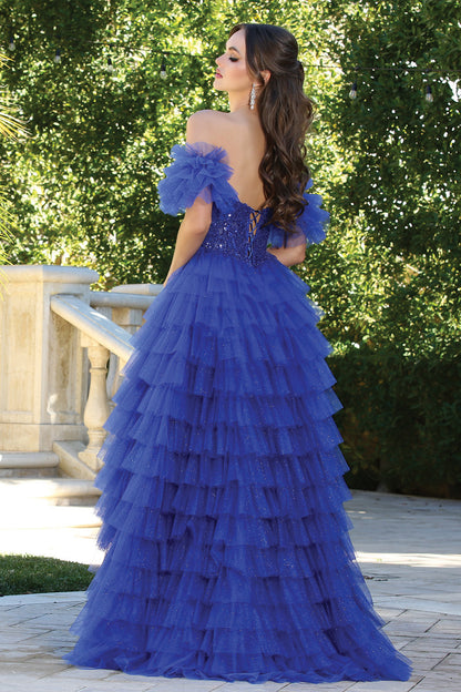 This dress combines elegance and drama, making it ideal for prom or any formal occasion. 3215 BY ADORA DESIGN