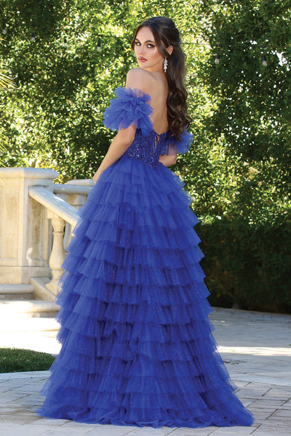 This dress combines elegance and drama, making it ideal for prom or any formal occasion. 3215 BY ADORA DESIGN