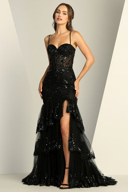 This dress ensures all eyes are on you. Feel confident, radiant, and ready to own the night! 3221 BY ADORA DESIGN