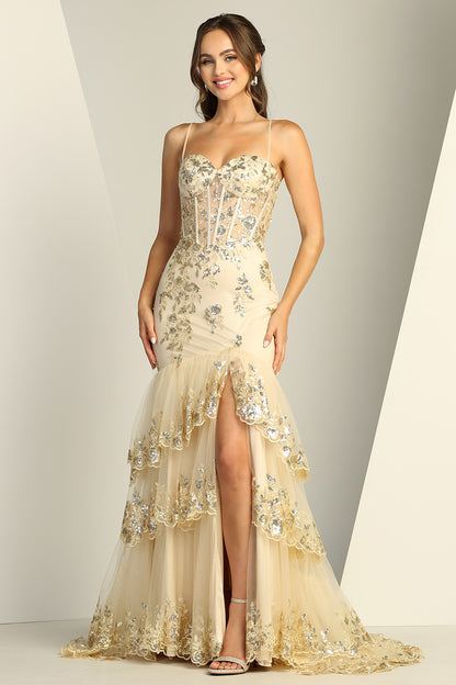 This dress ensures all eyes are on you. Feel confident, radiant, and ready to own the night! 3221 BY ADORA DESIGN