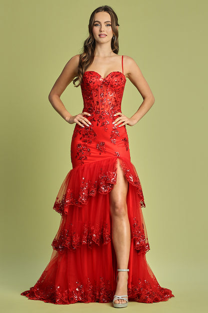 This dress ensures all eyes are on you. Feel confident, radiant, and ready to own the night! 3221 BY ADORA DESIGN