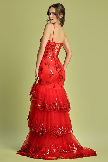 This dress ensures all eyes are on you. Feel confident, radiant, and ready to own the night! 3221 BY ADORA DESIGN
