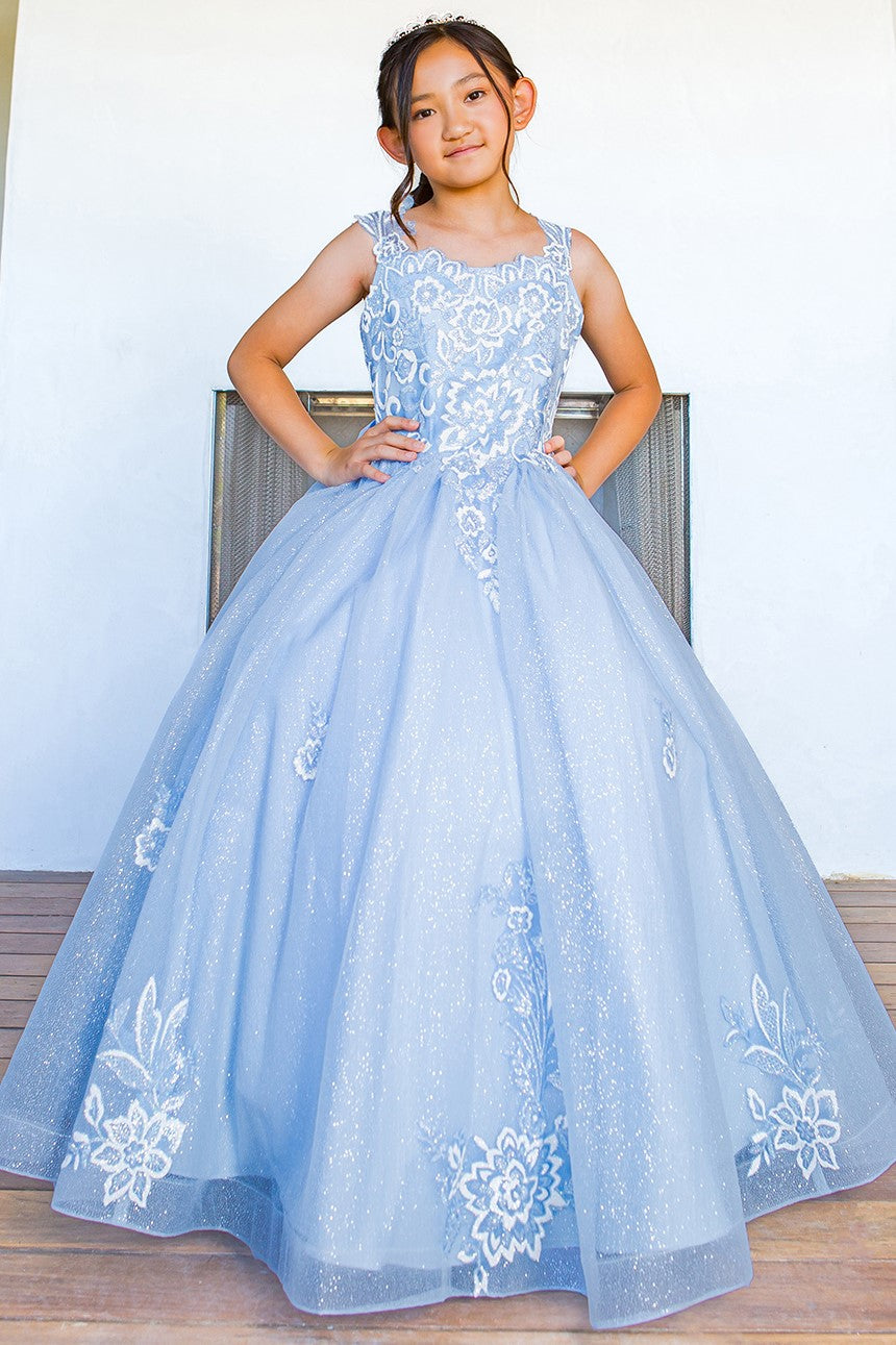 3d puff print elegant dress with detachable back ribbon 5116 BY CIDERELLA COUTURE