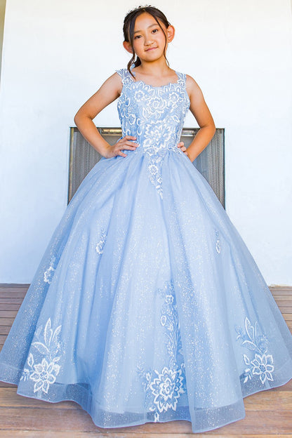 3d puff print elegant dress with detachable back ribbon 5116 BY CIDERELLA COUTURE