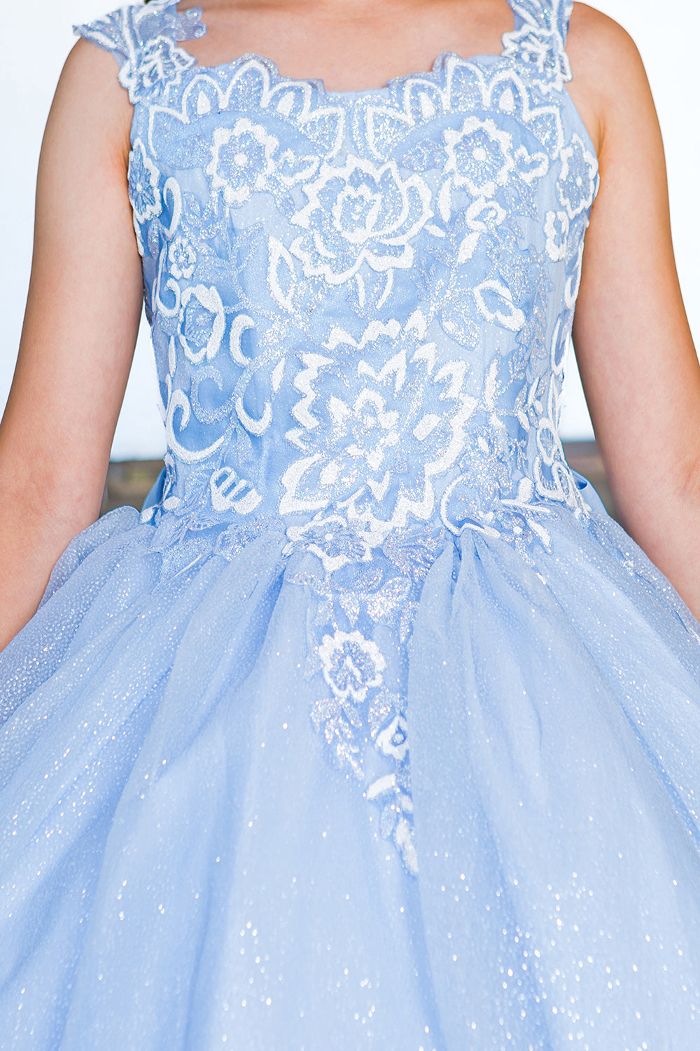 3d puff print elegant dress with detachable back ribbon 5116 BY CIDERELLA COUTURE