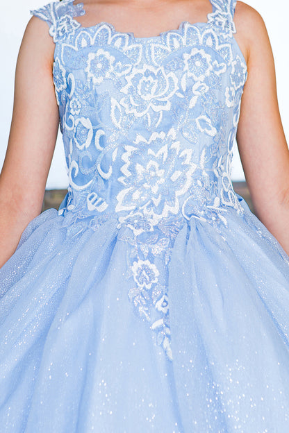 3d puff print elegant dress with detachable back ribbon 5116 BY CIDERELLA COUTURE