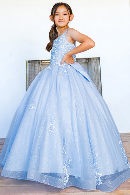 3d puff print elegant dress with detachable back ribbon 5116 BY CIDERELLA COUTURE