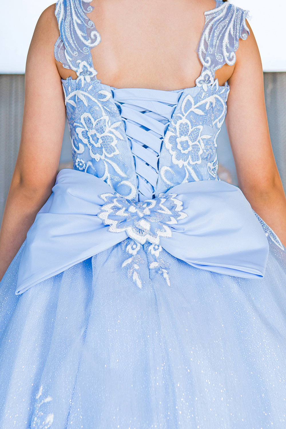 3d puff print elegant dress with detachable back ribbon 5116 BY CIDERELLA COUTURE