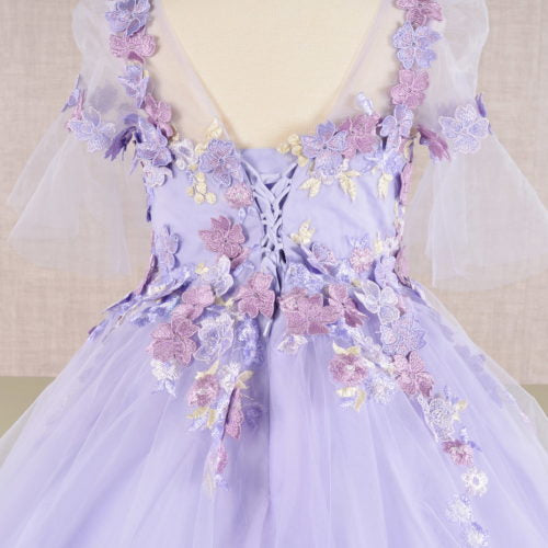 3D Floral Applique Mesh Kids Dress, GK107 GLS BY ELIZABETH K