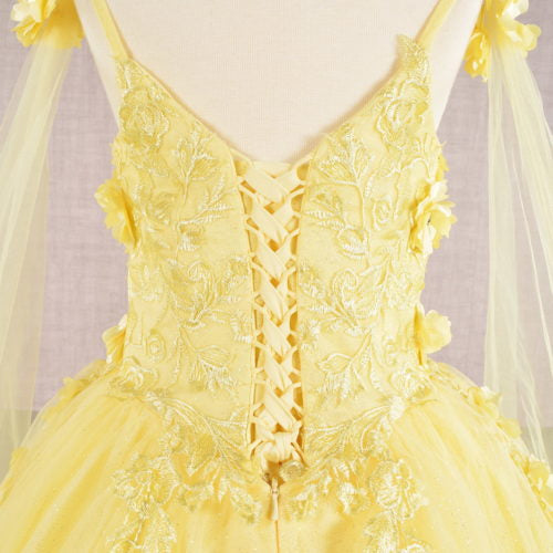 Floral Applique Glitter, Mesh, Kids Dress with Detachable Side GK111 GLS BY ELIZABETH K
