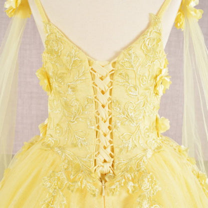 Floral Applique Glitter, Mesh, Kids Dress with Detachable Side GK111 GLS BY ELIZABETH K