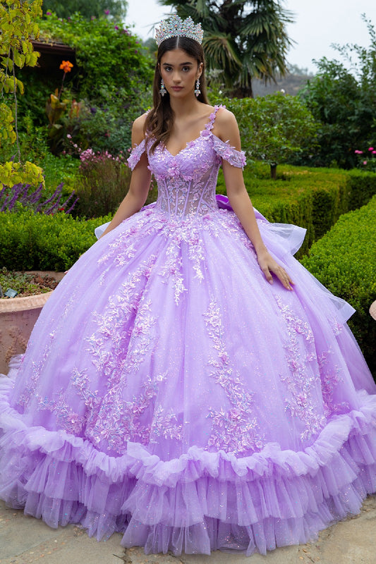 Perfect dress with ruffles, giving the appearance of an antique dress perfect for a quince or sweet sixteen GL3520 (GLS) BY GLORIA