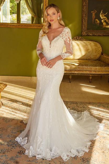 Feel beautiful in this elegant, trumpet silhouette, wedding dress. GL3 Zandy's Boutique Feel beautiful in this elegant, trumpet silhouette, wedding dress. GL3 Zandy's Boutique