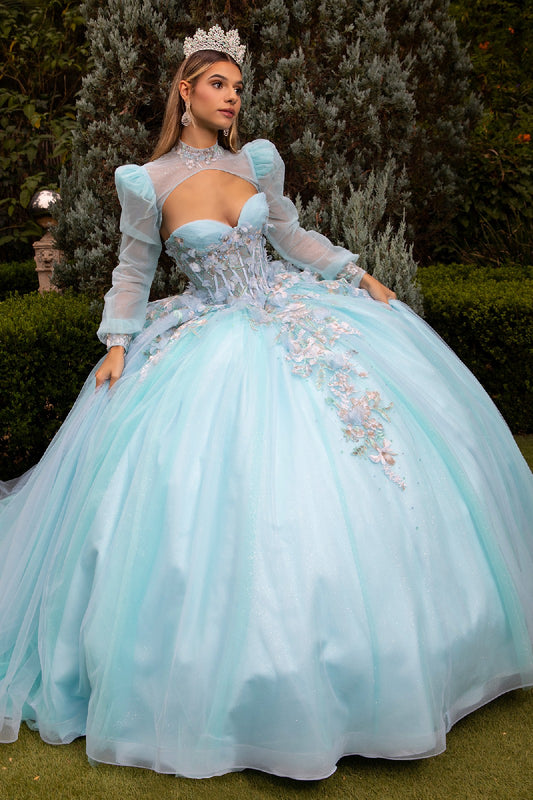 BEAUTIFUL DRESS 3D FLOWER,WITH A TAIL SO LONG. GL3577(GLS) BY GLORIA
