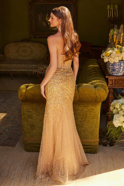 The corset bodice of this dress has a soft GL3581 GLS BY GLORIA
