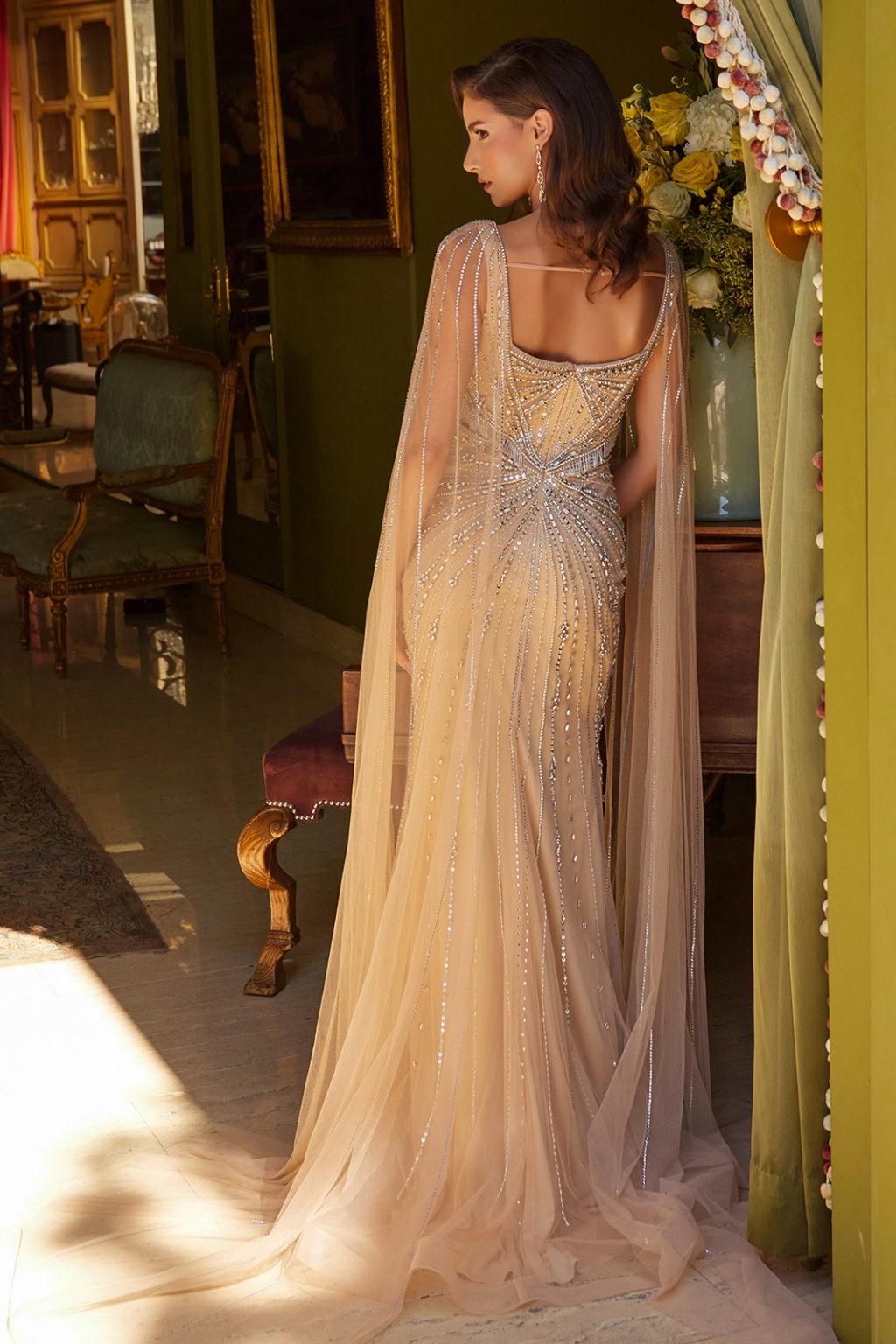 Look luxurious in this bead, jewel and sequin decorated dress GL3583 GLS BY GLORIA