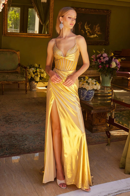 Look gorgeous in this v-neckline, corset bodice dress GL3597 GLS BY ELIZABETH K