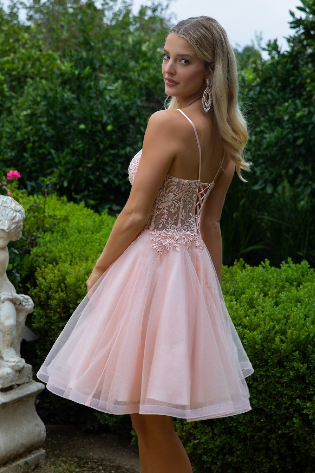 Floral Embroidery Embellished Glitter Mesh Sweetheart Neckline A-Line Homecoming Dress GS3515 GLS BY ELIZABETH K